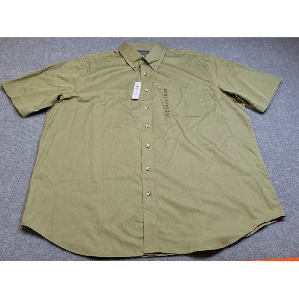 Croft & Barrow Button Down Shirt Men XLT Olive Green Wrinkle Resistant Cotton